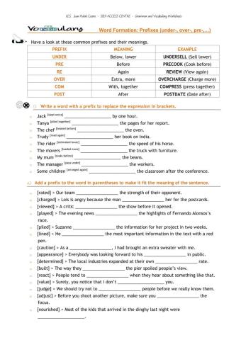 Word-building: prefixes