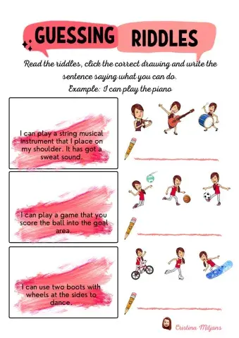 Guessing riddles (sports and instruments)