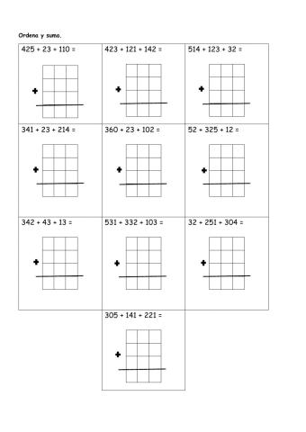 Sumas de tres sumandos
