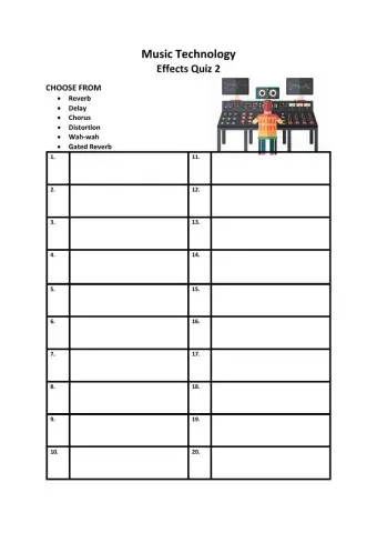 Music Technology EFFECTS QUIZ 2