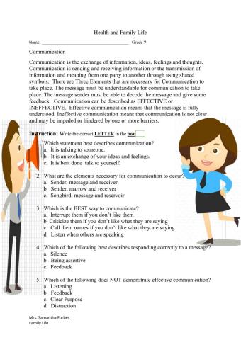 Communication Multiple choice