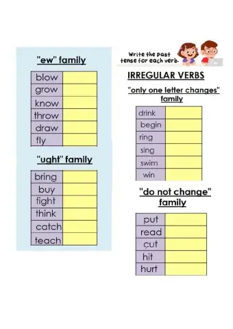 Irregular verbs
