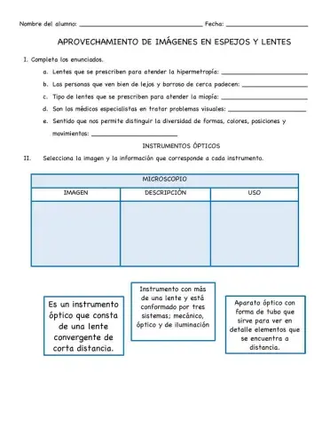 Aprovechamiento de imágenes en espejos y lentes