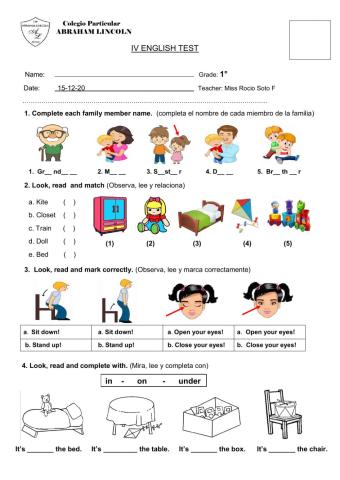 My family, toys and prepositions of place
