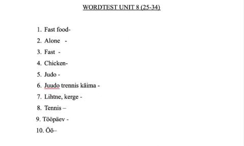 Wordtest Unit 7 (25-34)