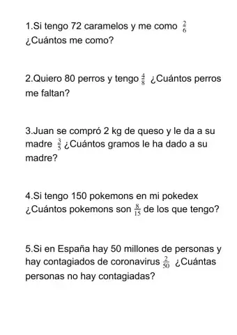 Problemas de fracciones