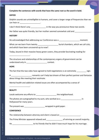 Week 16 Expert Word Formation