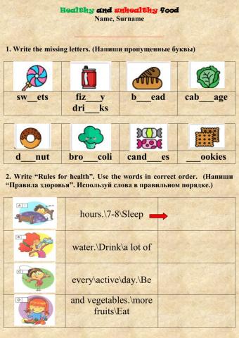 Healthy and unhealthy food