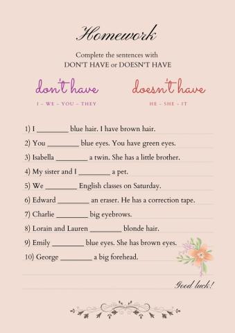 Don't have or Doesn't have