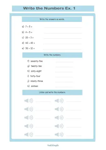 Numbers 1 -100  review