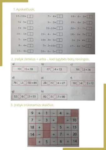 Trijų skaičių sudėtis ir atimtis