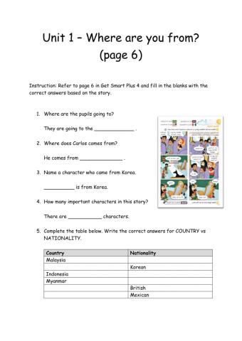 Unit 1 - Where are you from? (page 6)