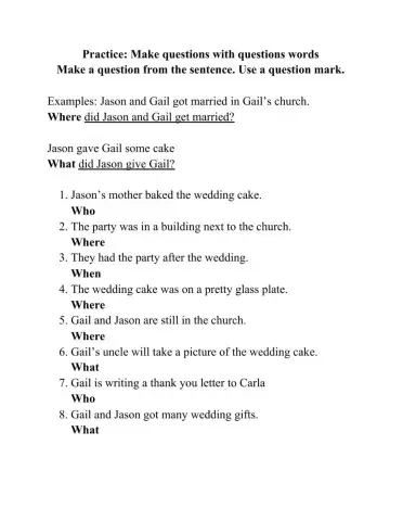 Making questions with questions words