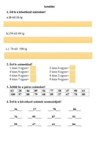 I. félév végi ismétlés