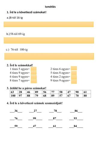I. félév végi ismétlés