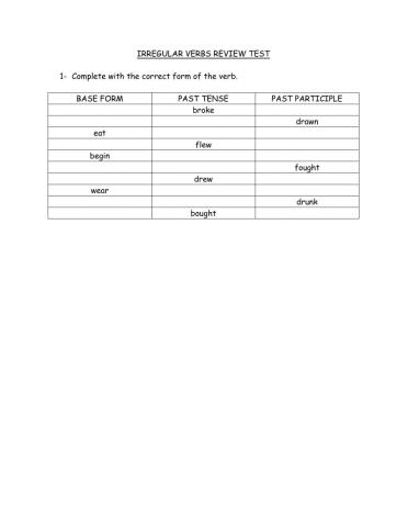 Irregular verbs