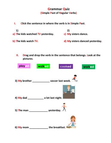 Grammar quiz (regular verbs)