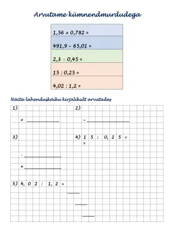 Kümnendmurdudega arvutamine