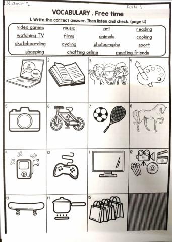 Vocabulary - free time