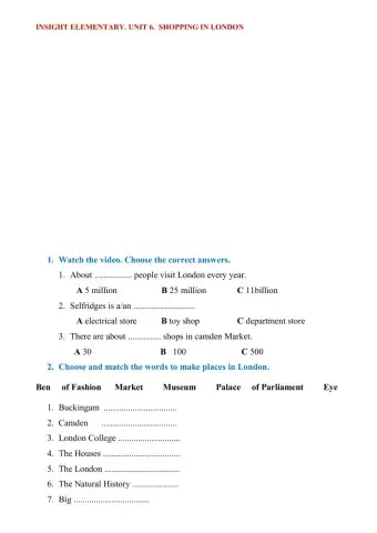 Watching.  Shopping in London