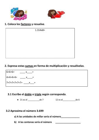 Multiplicaciones - aproximaciones- numeros romanos