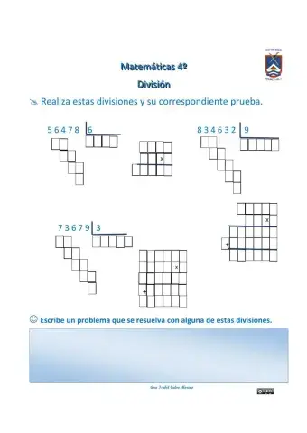 Divisiones una cifra 4º Primaria