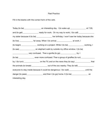 Past Tense Paragraph