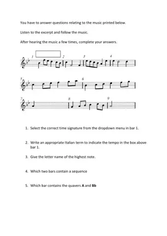 Music - National 5 Practise 14 Literacy