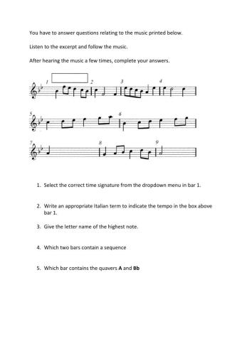 Music - National 5 Practise 14 Literacy