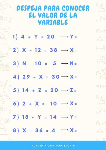 Encuentra el valor de la variable (1)