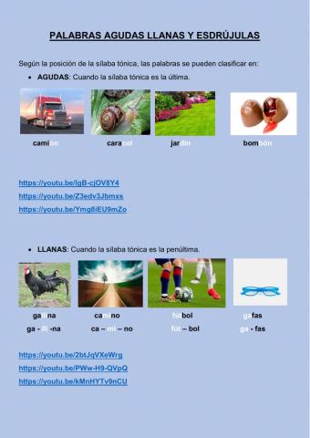 Agudas , llanas y esdrújulas- Iniciación