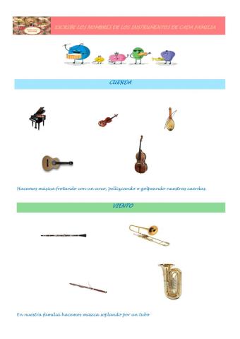 ESCRIBE EL NOMBRE DE LOS INSTRUMENTOS. 1º,2º Y 3º