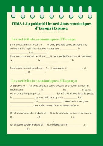 Activitats econòmiques d'europa i d'espanya