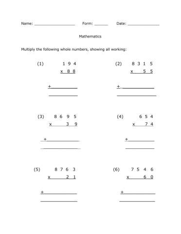 Multiplying by 2-Digit Whole Numbers