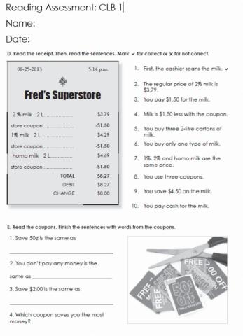 Reading a receipt, coupons