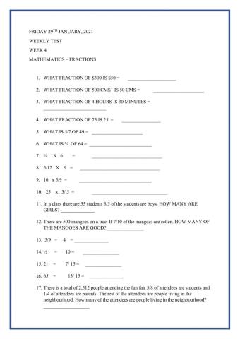 Mathematics - Fractions