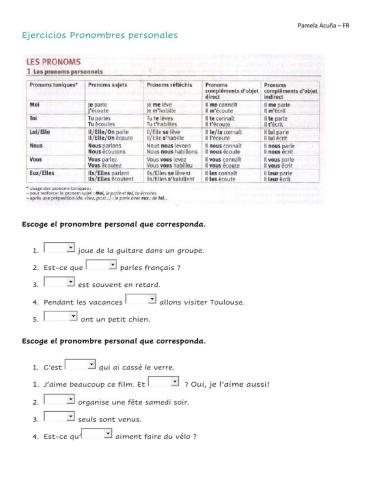 Exercice des pronoms