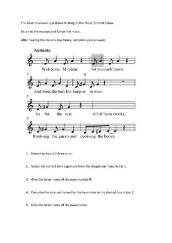 Music - National 5 Practise 17 Literacy