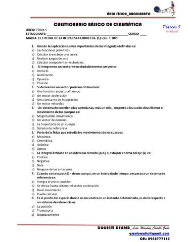 Cinemática-cuestionario prerrequisitos básicos