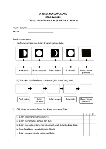 Fasa-fasa Bulan (Ulangkaji Tahun 5)