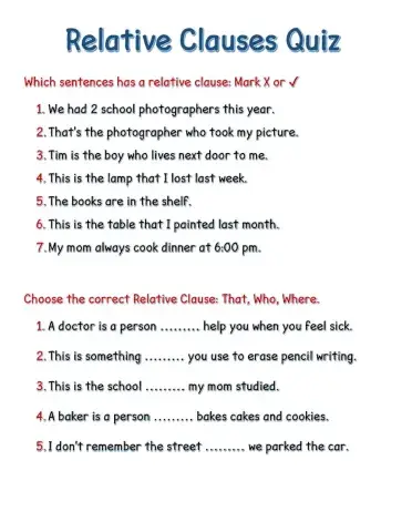 Relative Clauses Quiz