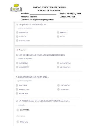 Gobierno provincial, parroquial y municipal
