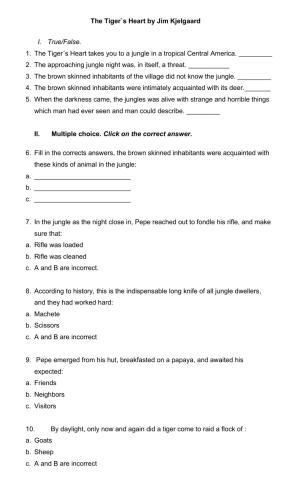 The Tiger-s Heart by Jim Kjelgaard