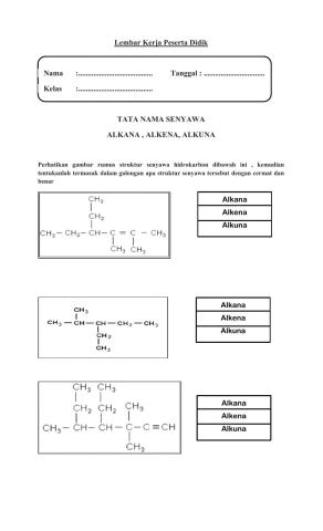 Tata nama alkana, alkena dan alkuna