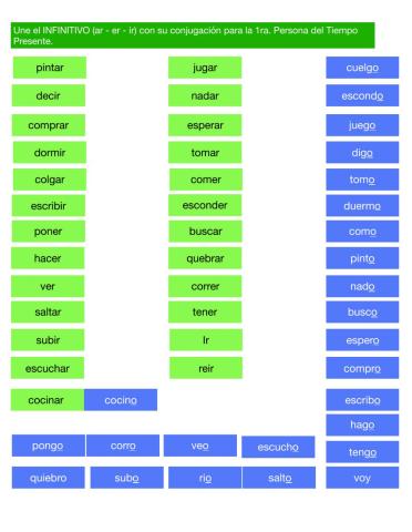 Infinitivo - 1ra. Persona T. Presente