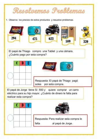 Problemas  de suma y resta