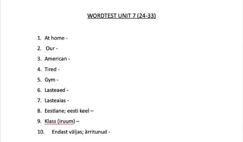 Wordtest Unit 7 (24-33)