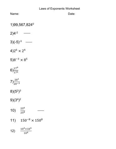 Laws of Exponents