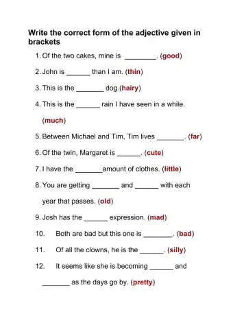 Comparative and Superlative Adjectives