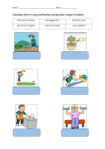 Kemahiran manipulatif - aktiviti pergerakan tangan